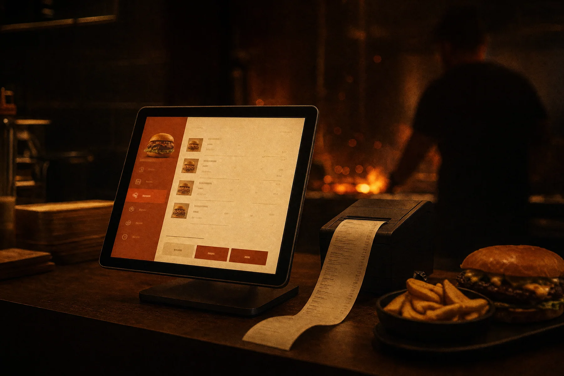 Pantalla del sistema de ventas mostrando pedidos en línea, domicilios e inventario de un negocio de comida.
